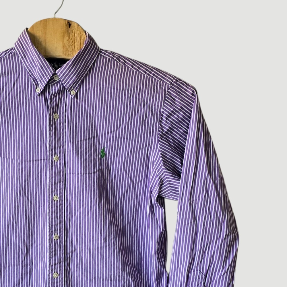 Ralph Lauren Purple Striped Classic‎ Fit Button Down Long Sleeve Shirt Men's L